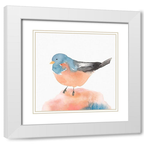 Birdie III White Modern Wood Framed Art Print with Double Matting by Isabelle Z
