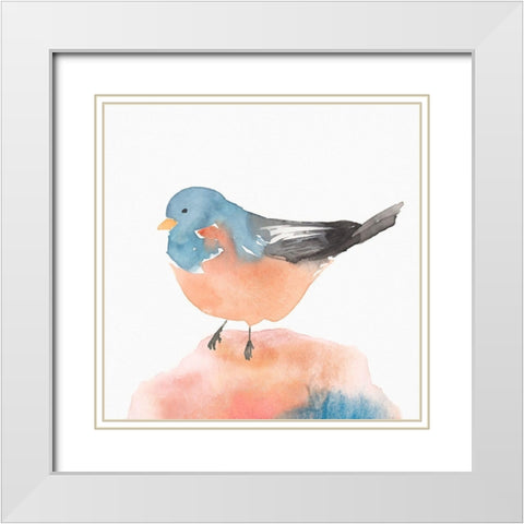 Birdie III White Modern Wood Framed Art Print with Double Matting by Isabelle Z