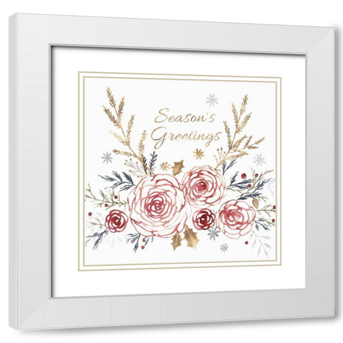 Seaons Greetings  White Modern Wood Framed Art Print with Double Matting by Isabelle Z