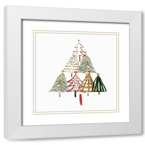 Pine Trees I  White Modern Wood Framed Art Print with Double Matting by Isabelle Z