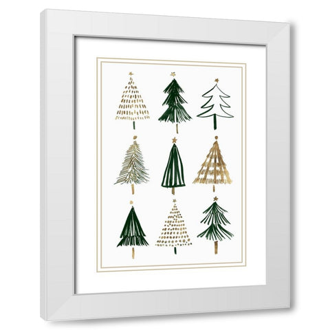 Evergreens I  White Modern Wood Framed Art Print with Double Matting by Isabelle Z