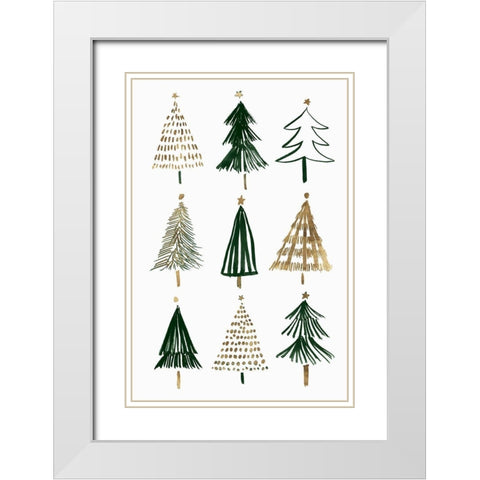 Evergreens I  White Modern Wood Framed Art Print with Double Matting by Isabelle Z