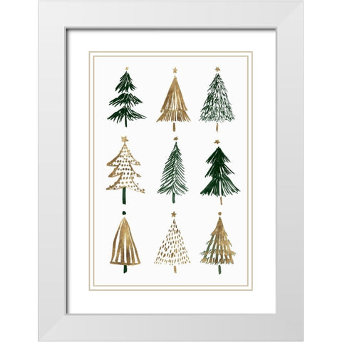 Evergreens II  White Modern Wood Framed Art Print with Double Matting by Isabelle Z
