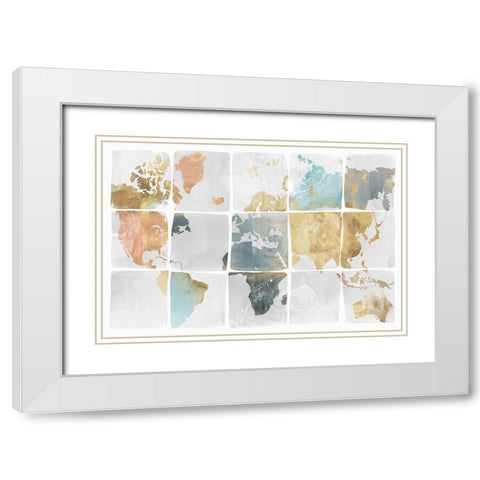 Tiled Map  White Modern Wood Framed Art Print with Double Matting by Isabelle Z