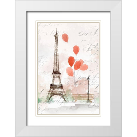 Balloons in Paris  White Modern Wood Framed Art Print with Double Matting by Isabelle Z