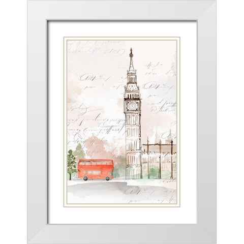 Big Ben London White Modern Wood Framed Art Print with Double Matting by Isabelle Z