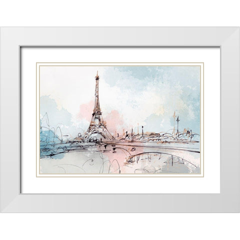 Blushing Paris  White Modern Wood Framed Art Print with Double Matting by Isabelle Z