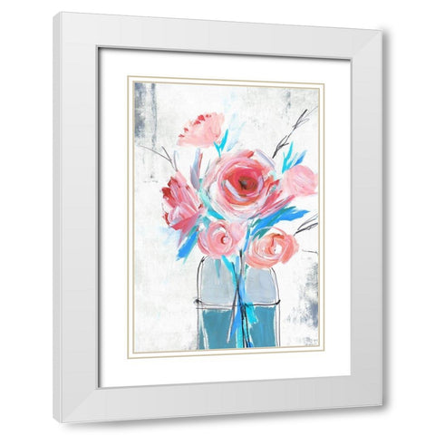 Blue Vase I  White Modern Wood Framed Art Print with Double Matting by Isabelle Z