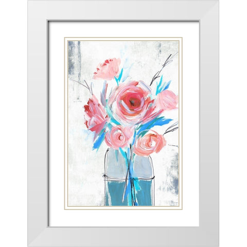 Blue Vase I  White Modern Wood Framed Art Print with Double Matting by Isabelle Z
