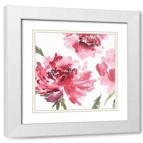 Crimson Blossoms II  White Modern Wood Framed Art Print with Double Matting by Isabelle Z