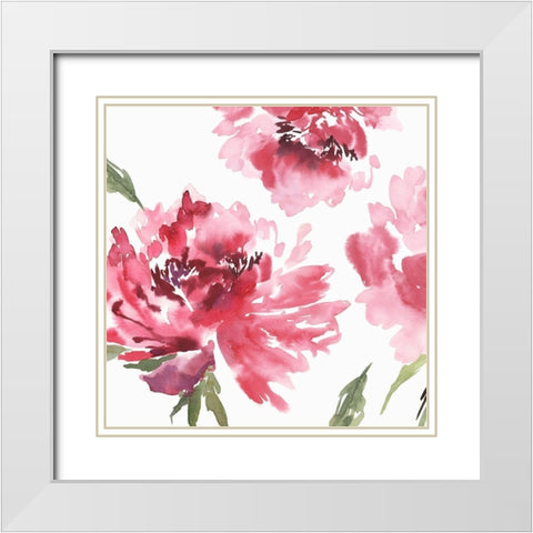 Crimson Blossoms II  White Modern Wood Framed Art Print with Double Matting by Isabelle Z