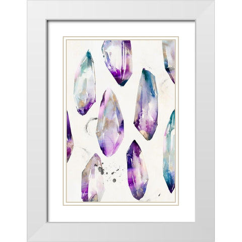 Purple Gemstones I  White Modern Wood Framed Art Print with Double Matting by Isabelle Z