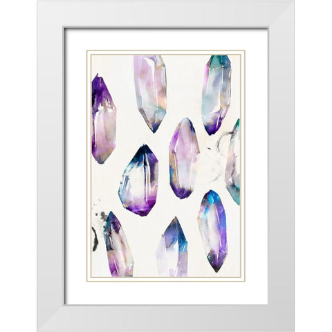 Purple Gemstones II  White Modern Wood Framed Art Print with Double Matting by Isabelle Z