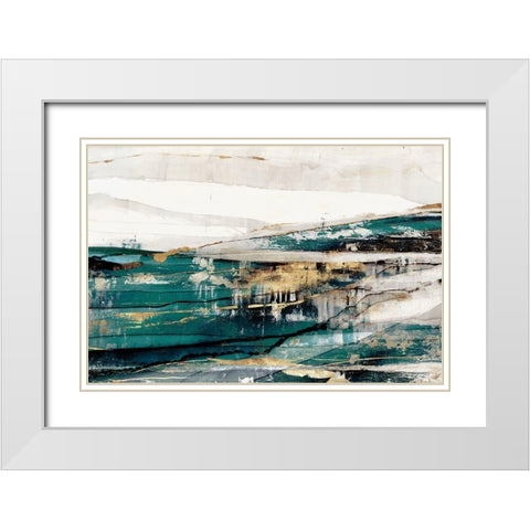 Delighted Teal Version  White Modern Wood Framed Art Print with Double Matting by Isabelle Z
