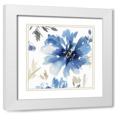 Finesse II Indigo Version  White Modern Wood Framed Art Print with Double Matting by Isabelle Z