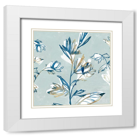 Blossomy I White Modern Wood Framed Art Print with Double Matting by Isabelle Z