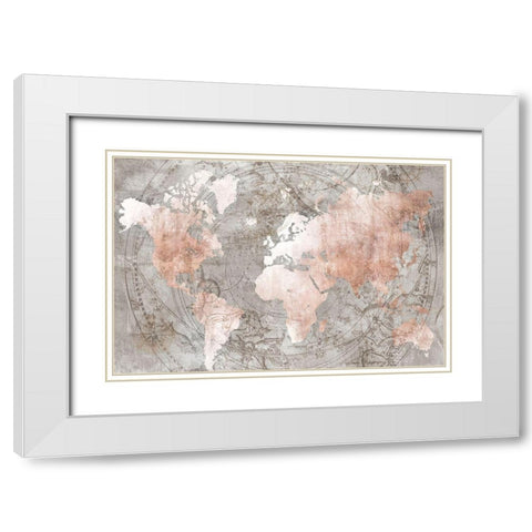 Celestial World Map White Modern Wood Framed Art Print with Double Matting by Isabelle Z