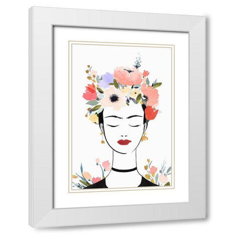 Flower Crown Frida I  White Modern Wood Framed Art Print with Double Matting by Isabelle Z
