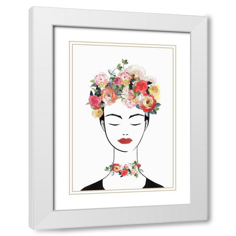 Flower Crown Frida II  White Modern Wood Framed Art Print with Double Matting by Isabelle Z