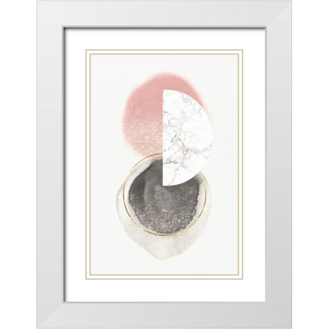 Blushing Geo I  White Modern Wood Framed Art Print with Double Matting by Isabelle Z