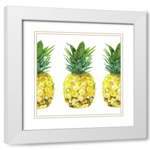 Triple Pineapples  White Modern Wood Framed Art Print with Double Matting by Isabelle Z