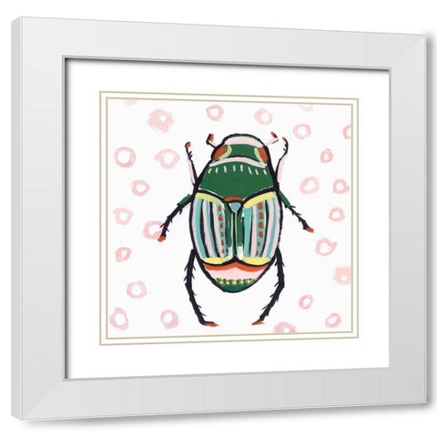 Emerald Beetle  White Modern Wood Framed Art Print with Double Matting by Isabelle Z