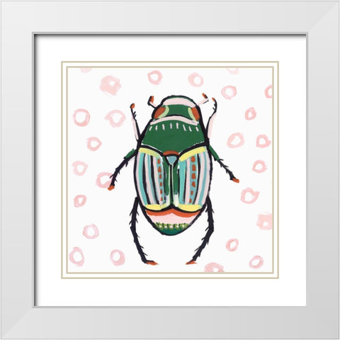 Emerald Beetle  White Modern Wood Framed Art Print with Double Matting by Isabelle Z