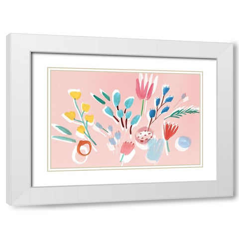 Flowing Florals  White Modern Wood Framed Art Print with Double Matting by Isabelle Z