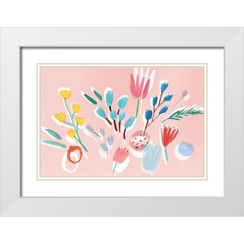 Flowing Florals  White Modern Wood Framed Art Print with Double Matting by Isabelle Z