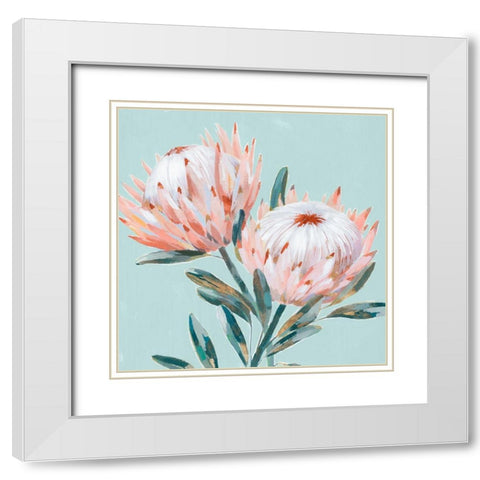 King Protea I Mint Version  White Modern Wood Framed Art Print with Double Matting by Isabelle Z