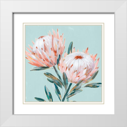 King Protea I Mint Version  White Modern Wood Framed Art Print with Double Matting by Isabelle Z