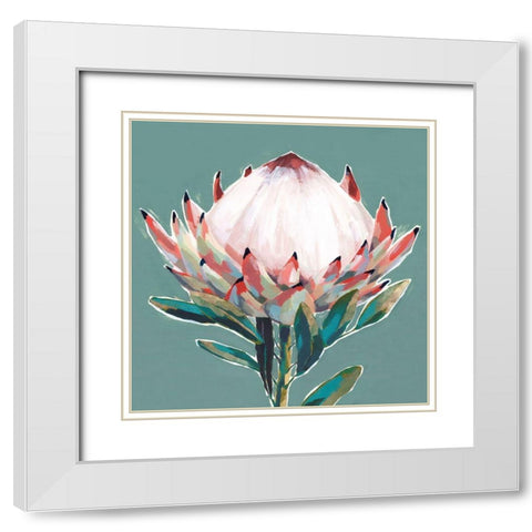 Blooming King Protea  White Modern Wood Framed Art Print with Double Matting by Isabelle Z