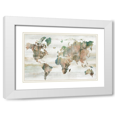 Map of the World  White Modern Wood Framed Art Print with Double Matting by Isabelle Z