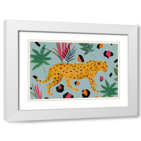 Walking Cheetah II  White Modern Wood Framed Art Print with Double Matting by Isabelle Z