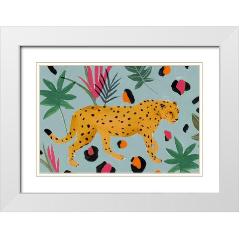 Walking Cheetah II  White Modern Wood Framed Art Print with Double Matting by Isabelle Z