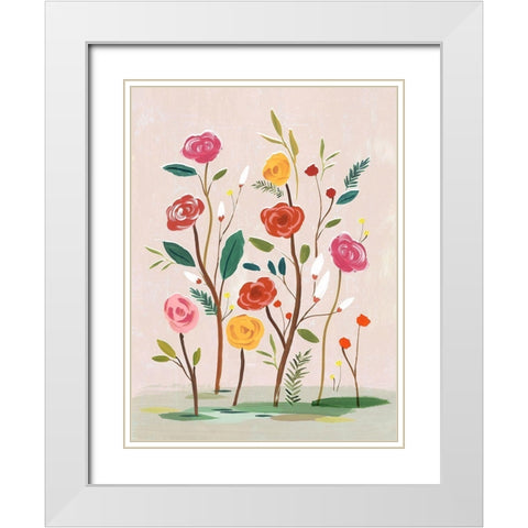 Pink Efflorescence  White Modern Wood Framed Art Print with Double Matting by Isabelle Z
