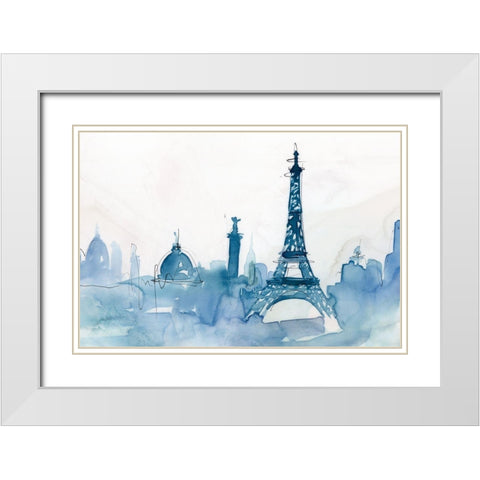 Ocean Blue Paris  White Modern Wood Framed Art Print with Double Matting by Isabelle Z