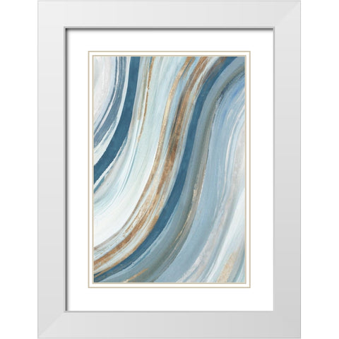 Azure Blue I  White Modern Wood Framed Art Print with Double Matting by Isabelle Z