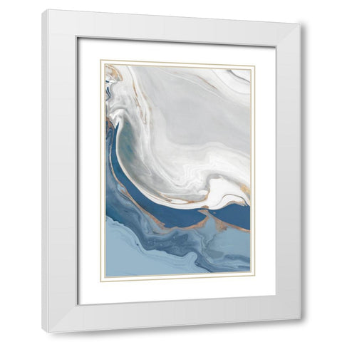 Blue Velour I  White Modern Wood Framed Art Print with Double Matting by Isabelle Z