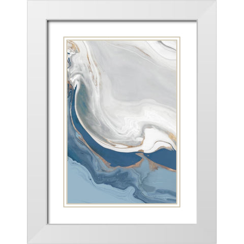 Blue Velour I  White Modern Wood Framed Art Print with Double Matting by Isabelle Z