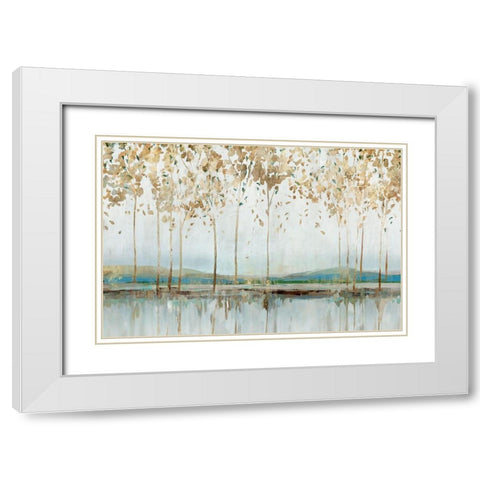 Golden Whisper White Modern Wood Framed Art Print with Double Matting by Isabelle Z
