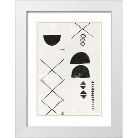 African Motifs I White Modern Wood Framed Art Print with Double Matting by Isabelle Z
