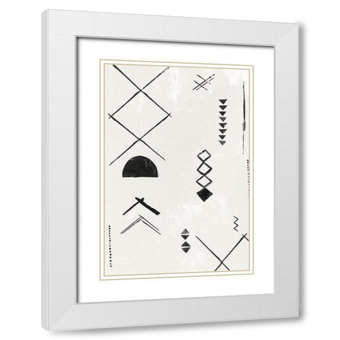 African Motifs II White Modern Wood Framed Art Print with Double Matting by Isabelle Z