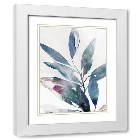 Indigo Sprig II White Modern Wood Framed Art Print with Double Matting by Isabelle Z