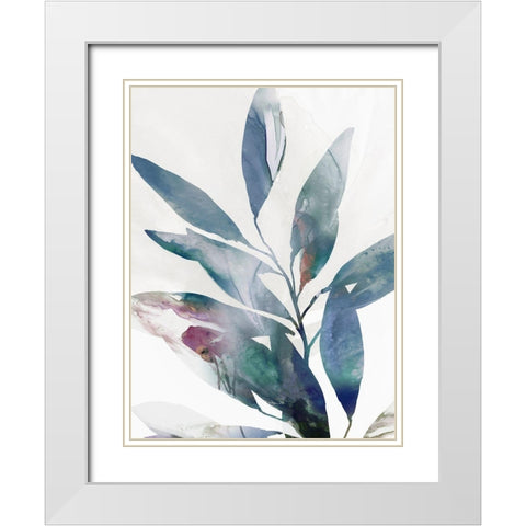Indigo Sprig II White Modern Wood Framed Art Print with Double Matting by Isabelle Z