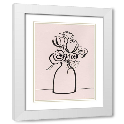 Juliet Bouquet White Modern Wood Framed Art Print with Double Matting by Isabelle Z