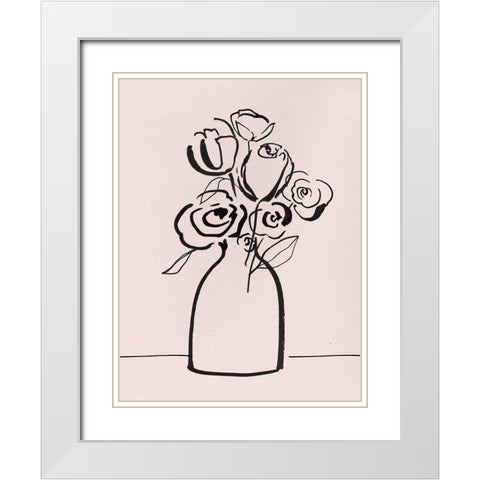 Juliet Bouquet White Modern Wood Framed Art Print with Double Matting by Isabelle Z