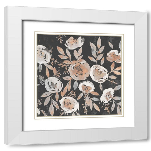 Midnight Blooms White Modern Wood Framed Art Print with Double Matting by Isabelle Z