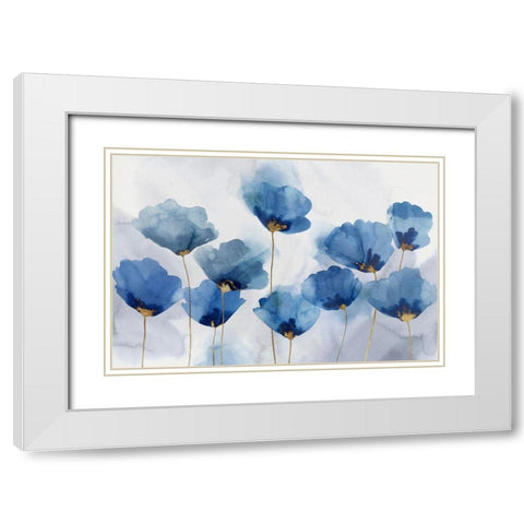 Azure Gathering White Modern Wood Framed Art Print with Double Matting by Isabelle Z