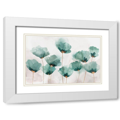 Emerald Gathering White Modern Wood Framed Art Print with Double Matting by Isabelle Z